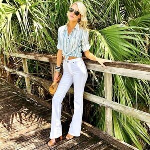 CHASER Beachy Linen Striped Button Front Shirt Roll Tab Sleeve Sz M Revolve NWT